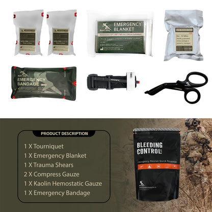 IFAK Trauma Kit Compact Black – Survival First Aid Kit with Bandages, Compressed Gauze & Scissors for Car, Family Trips, Outdoor Adventures, Hiking & Emergency Preparedness