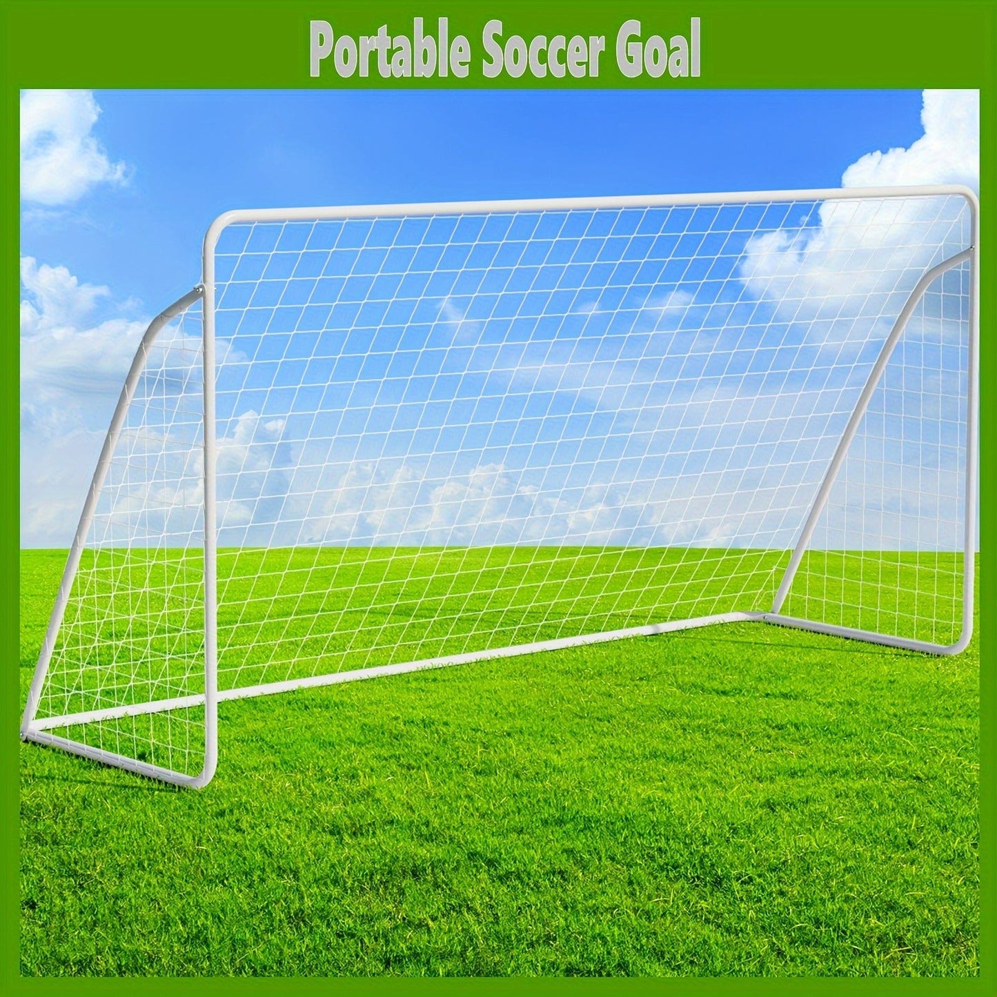 Portable Soccer Goal 12x6 FT with Heavy Duty Steel Frame Net & Ground Stakes for Backyard Home School Practice