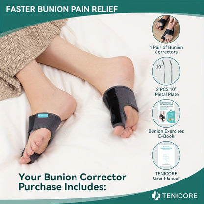 Toe Separator Bunion Corrector for Women Men – Adjustable Big Toe Splint with 2 Angle Bars & Double Non-Slip Straps, Day Night Hallux Valgus Relief Support Brace, 1 Pair