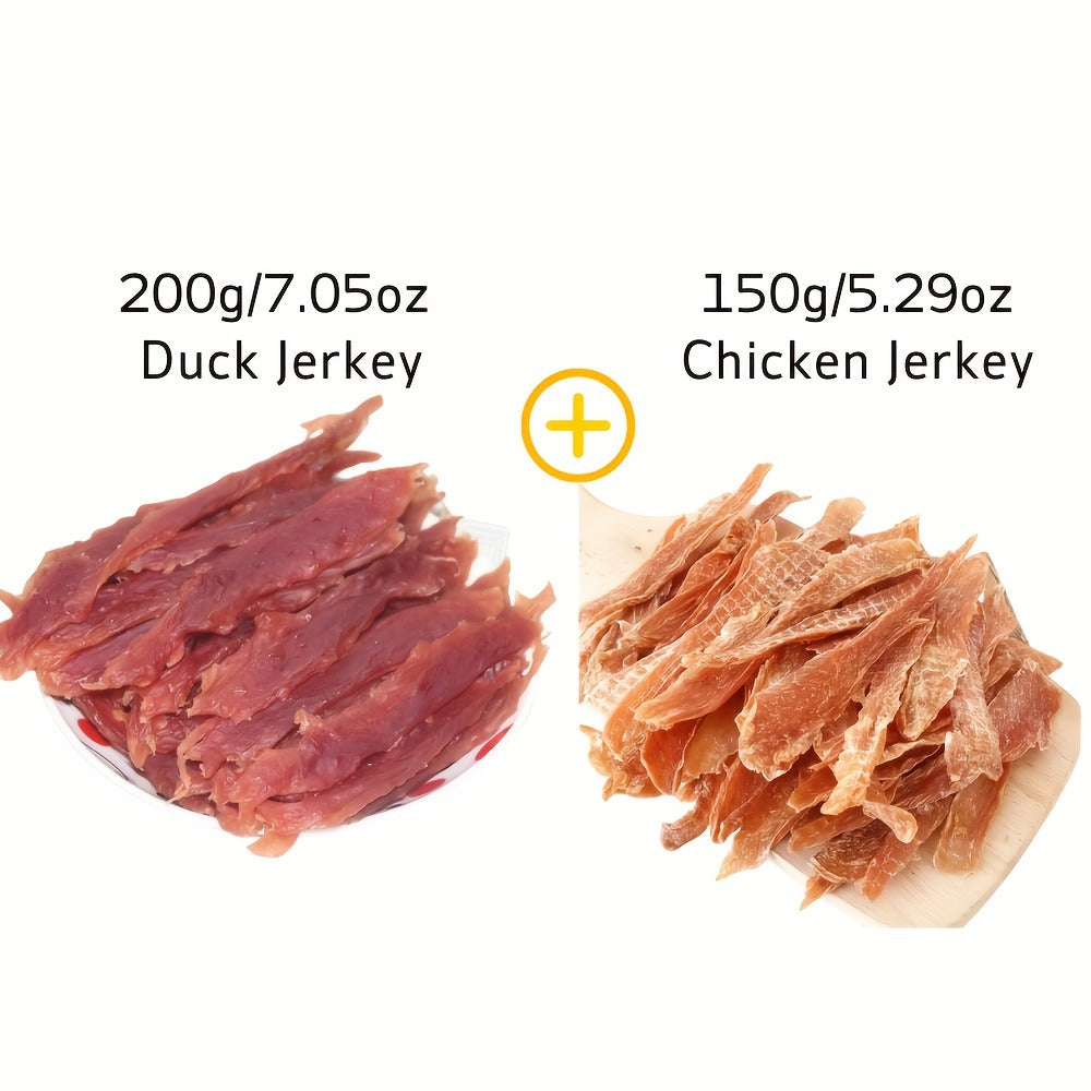Dog Jerky Treats 400g Mixed Flavor Pack – Chicken & Duck Jerky, High Protein Low Fat, Long Lasting Chews, Digestible Training Reward Snacks for Small Medium Large Dogs