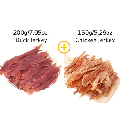 Dog Jerky Treats 400g Mixed Flavor Pack – Chicken & Duck Jerky, High Protein Low Fat, Long Lasting Chews, Digestible Training Reward Snacks for Small Medium Large Dogs