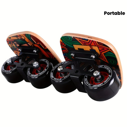 Split Drift Skateboard with PU Wheels & High-End Bearings | 7-Layer Maple Deck Anti-Slip Portable Roller Road Drift Skates Plate – Flexible Lightweight Design for Tricks & Street Skating (2 Styles)