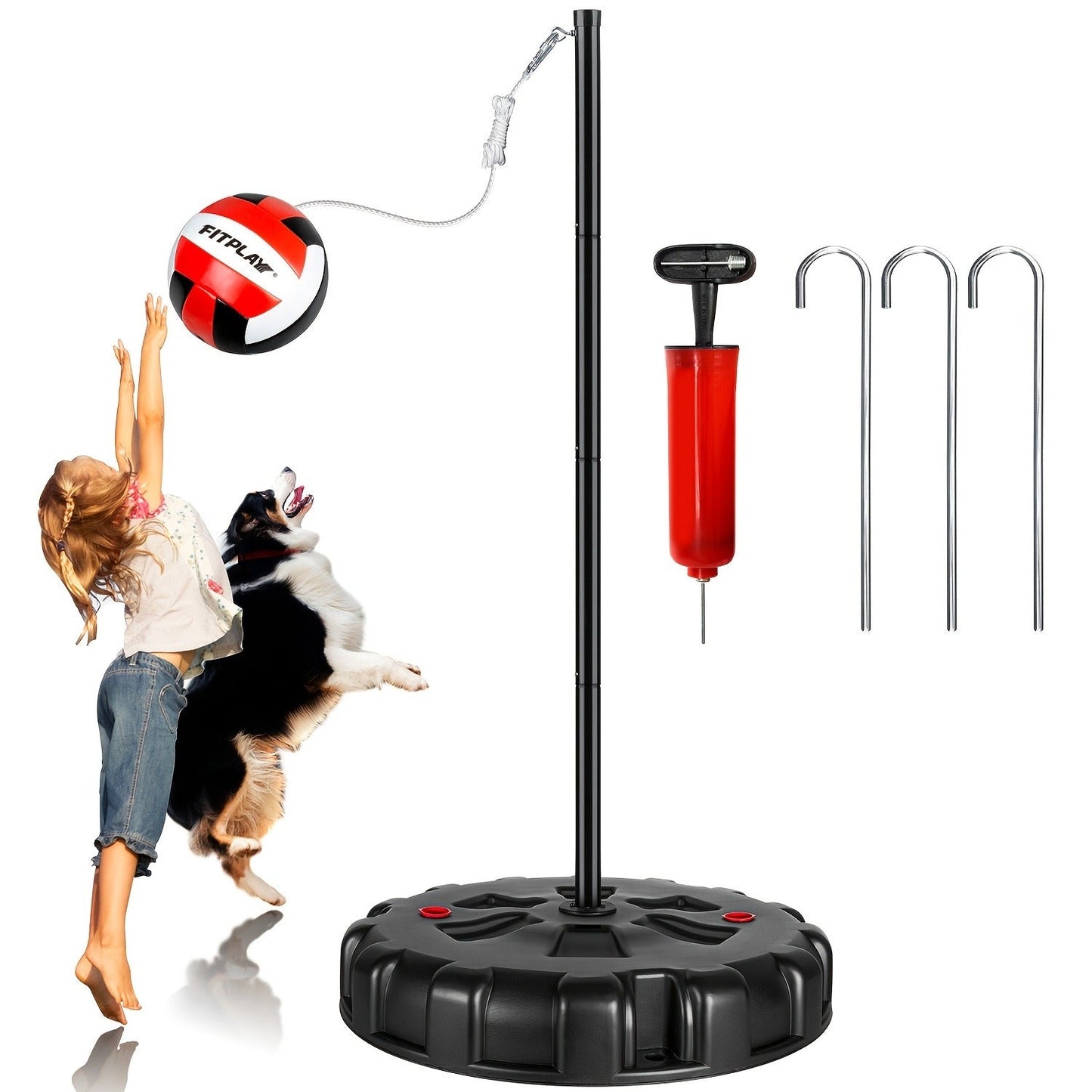 Portable Tetherball Set with Ball Rope & Pole – Heavy Duty Outdoor Backyard Lawn Beach Game for Kids Adults