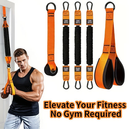 Resistance Bands Set 5pcs Heavy-Duty Rubber – Up to 225LBS Adjustable Resistance with Handle, Door Anchor & 3 Bands for Deltoid Press, Face Pull & Bicep Curl – Home Gym Workout Kit