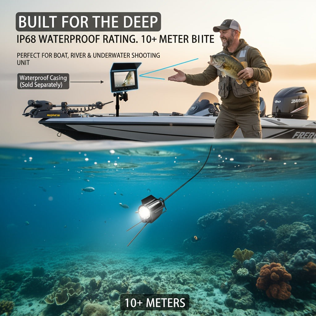 Underwater Fishing Camera with 4.3" HD Screen - Fish Finder with 140° Wide Angle Lens, Fish-Attracting Light, Shielded Cable for Ice Fishing, Lake & River, Gift for Fishing Enthusiasts