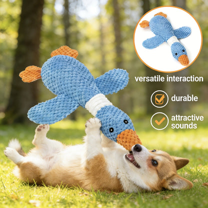Squeaky Plush Dog Toys for Small Medium Large Dogs - Crinkle Stuffed Animal Chew Toy for Puppies, Shark & Platypus Design, Interactive Teething Toy for Aggressive Chewers, Fun Pet Gift