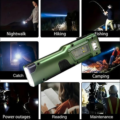Tactical LED Flashlight EDC Flat Design - 3000 Lumen Rechargeable Torch, 8 Modes UV Light, Aluminum Body, Digital Display, 100M Range for Camping, Hiking & Emergency