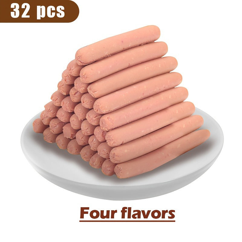 Grain-Free Dog Sausage Treats – Chicken Flavor Ham Sticks, Soft & Easy-Digest Dental Chew Snacks for Puppies & Adult Dogs, No Additives, All Breeds (16-Pack or 32-Pack)