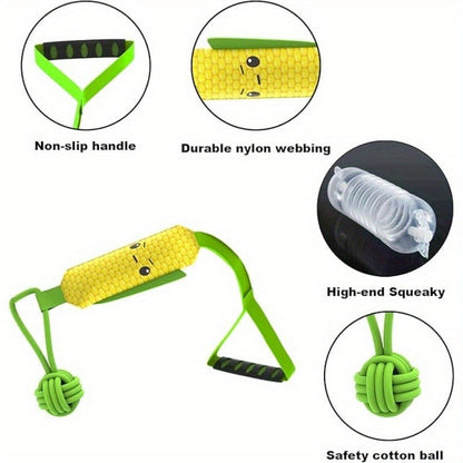 Dog Tug Rope Toy with Knotted Ball & Squeaker Interactive Tug-of-War Chew Toy for Medium Large Dogs - Training Rope Ball Toy in Corn Eagle Shark Camouflage Designs