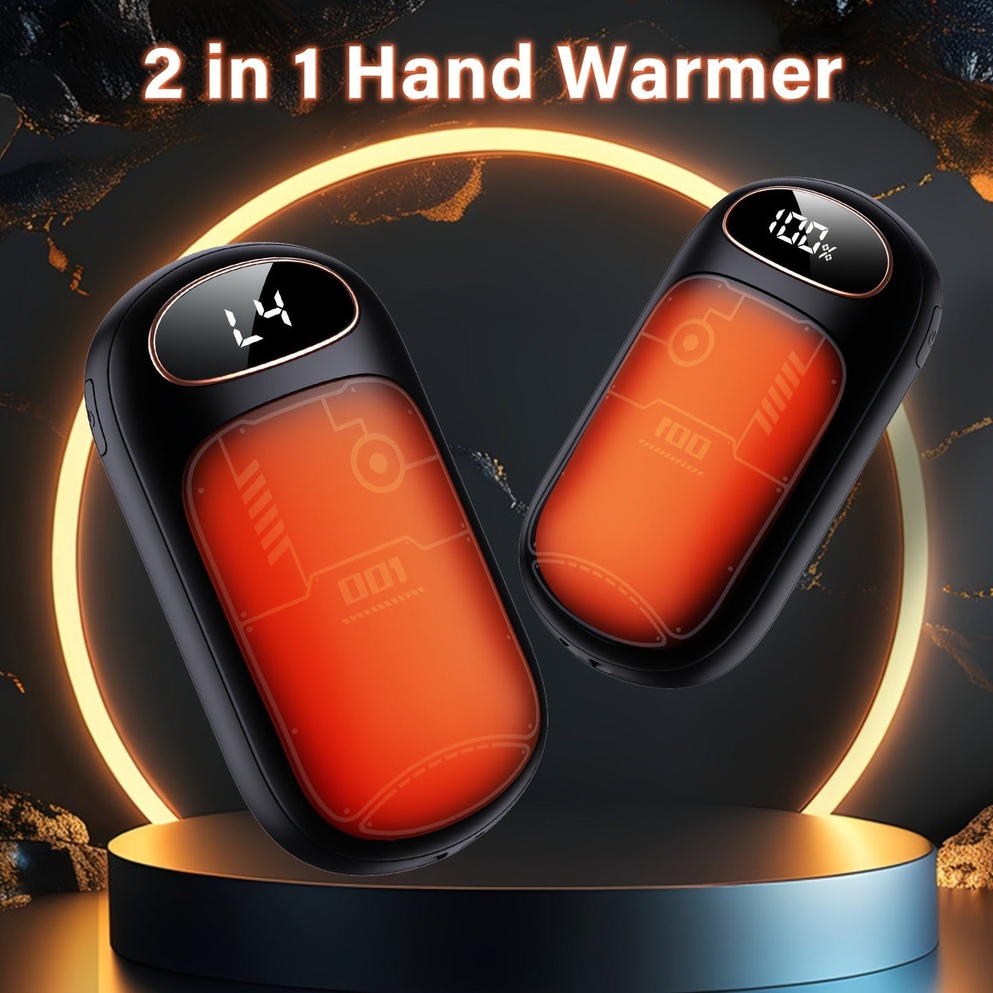 Rechargeable Hand Warmers 2-Pack – 2-in-1 Electric Hand Warmer & Power Bank with LED Display, Heats Up to 131°F, USB-C Fast Charge, Long-Lasting Heat for Golf, Hunting, Camping, Raynaud's, Men Women Kids