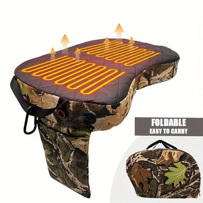 Heated Hunting Seat Foldable Camouflage – Portable Heated Cushion for Tree Stand, Ice Fishing & Outdoor Camping, Stays Warm in Cold Weather, Lightweight & Compact Design (Power Bank Not Included)