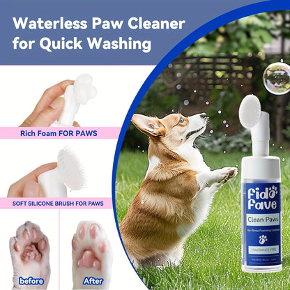 Dog Paw Cleaner No-Rinse with Soft Brush - pH Balanced Paw Wash for Dogs & Cats, 5oz Gentle Grooming Cleanser in Lavender Chamomile, Lemongrass Sage & Fragrance-Free