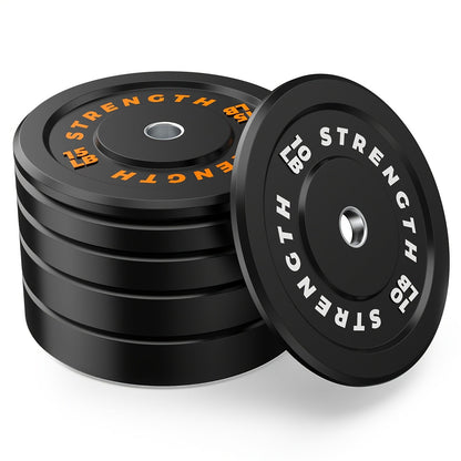 Bumper Plates – Rubber Olympic Weight Plates 10–45 lbs, 2-Inch Steel Center Ring, for Strength Training & Weightlifting, Home Gym Barbell Discs
