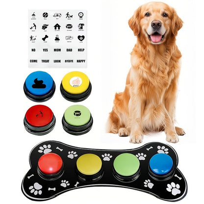 Dog Communication Buttons for Talking - Pet Training Buttons with Mat, Recordable Dog Talking Button Set, Durable Easy-Clean, No Battery Required