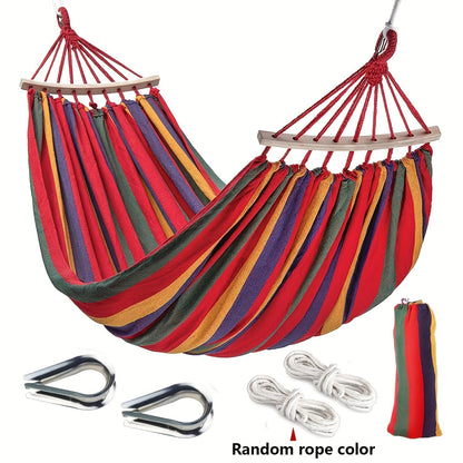 Nylon Hammock Heavy Duty Curved 110 x 59 Inch 100% Woven Nylon Anti-Tip Design Large Double Hammock for Indoor Outdoor Backyard Patio Camping Red Blue