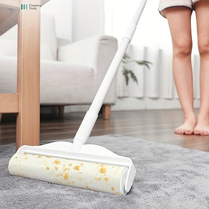 Lint Roller with 49-Inch Extendable Handle for Pet Hair Removal – Reusable Sticky Roller for Sofa, Carpet, Clothes, Floor & Furniture, Tear-Off Design, White