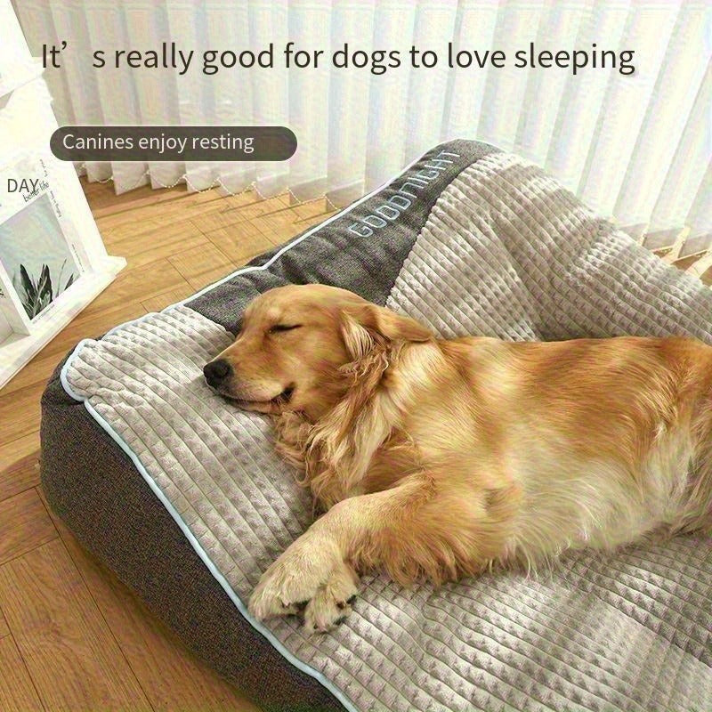 Thickened Dog Bed for Winter Warmth - Soft Polyester Fiber Fill, Collapse-Resistant, Machine Washable Cat & Dog Bed for Large Breeds, Includes Pet Scratching Tool, 4 Sizes