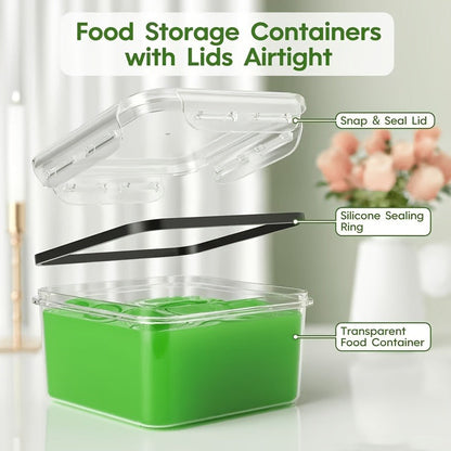 Sealed Food Storage Containers with Lids - Microwave Safe Outdoor Picnic Lunch Box Set for Salads, Fruits, Vegetables & Sandwiches, Durable Leak-Proof Meal Prep Containers, Available in 24/40/48pc Sets