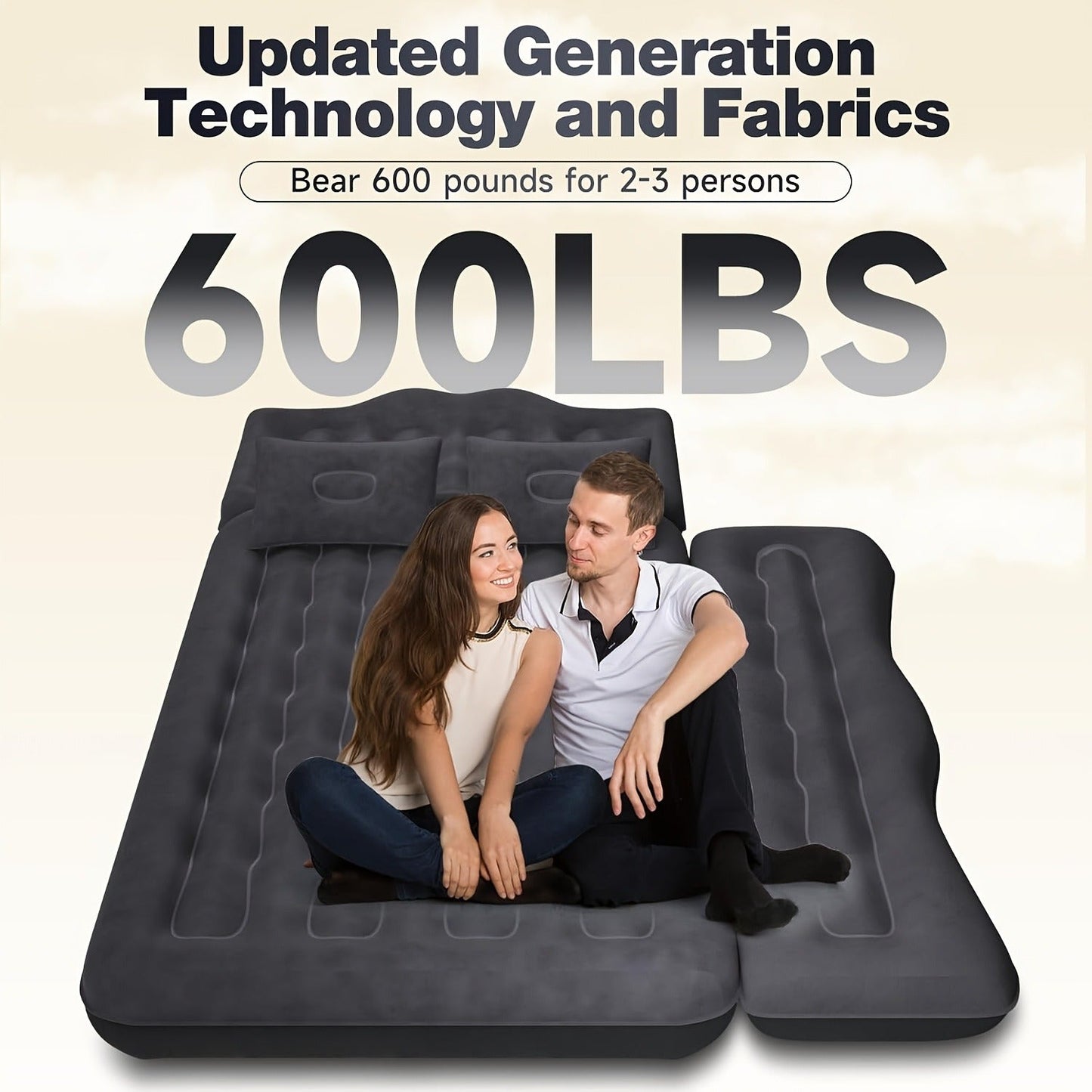 Car Inflatable Mattress Air Bed for Truck SUV MPV Back Seat with 2 Pillows Portable Camping Air Mattress for Road Trips Hiking Backpacking Outdoor Travel Black Dark Blue