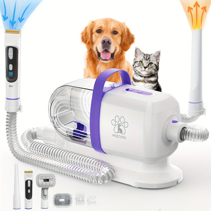 Dog Grooming Vacuum 8-in-1 & 9-in-1 with Dryer Function – 2.2L Large Cup, Low Noise Pet Grooming Vacuum for Shedding, 6 Grooming Tools, Strong Suction Home Dog Grooming Kit (Purple or Orange)