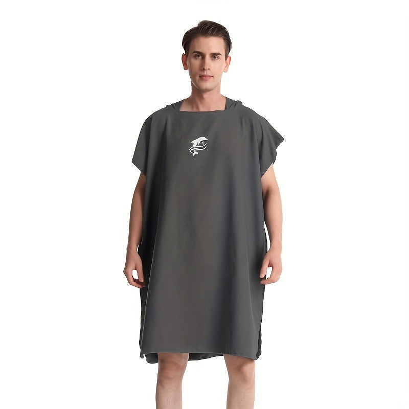 Quick-Dry Surf Poncho Towel Robe - Microfiber Beach Wrap with Shark Graphic, Super Absorbent Changing Robe for Swimming, Surfing & Travel, One Size Fits All, Machine Washable