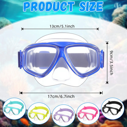 Swimming Goggles Set of 6 with Nose Cover & Wide View Lens – Elastic Strap Scuba Diving Masks, Anti-Fog Swim Goggles for Adults & Kids, Mixed Colors