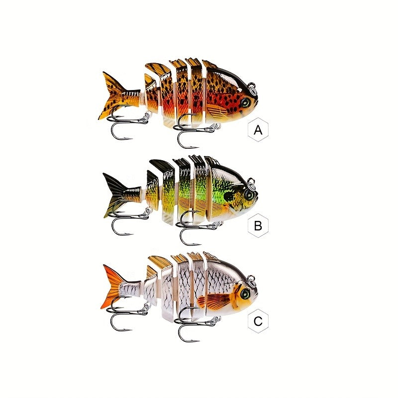 Fishing Lure Set 3pcs Realistic 6-Section Swimbait – Multi-Jointed Hard Bait for Bass, Trout, Pike & Freshwater Fish | Lifelike Swimming Action Crankbait Fishing Tackle