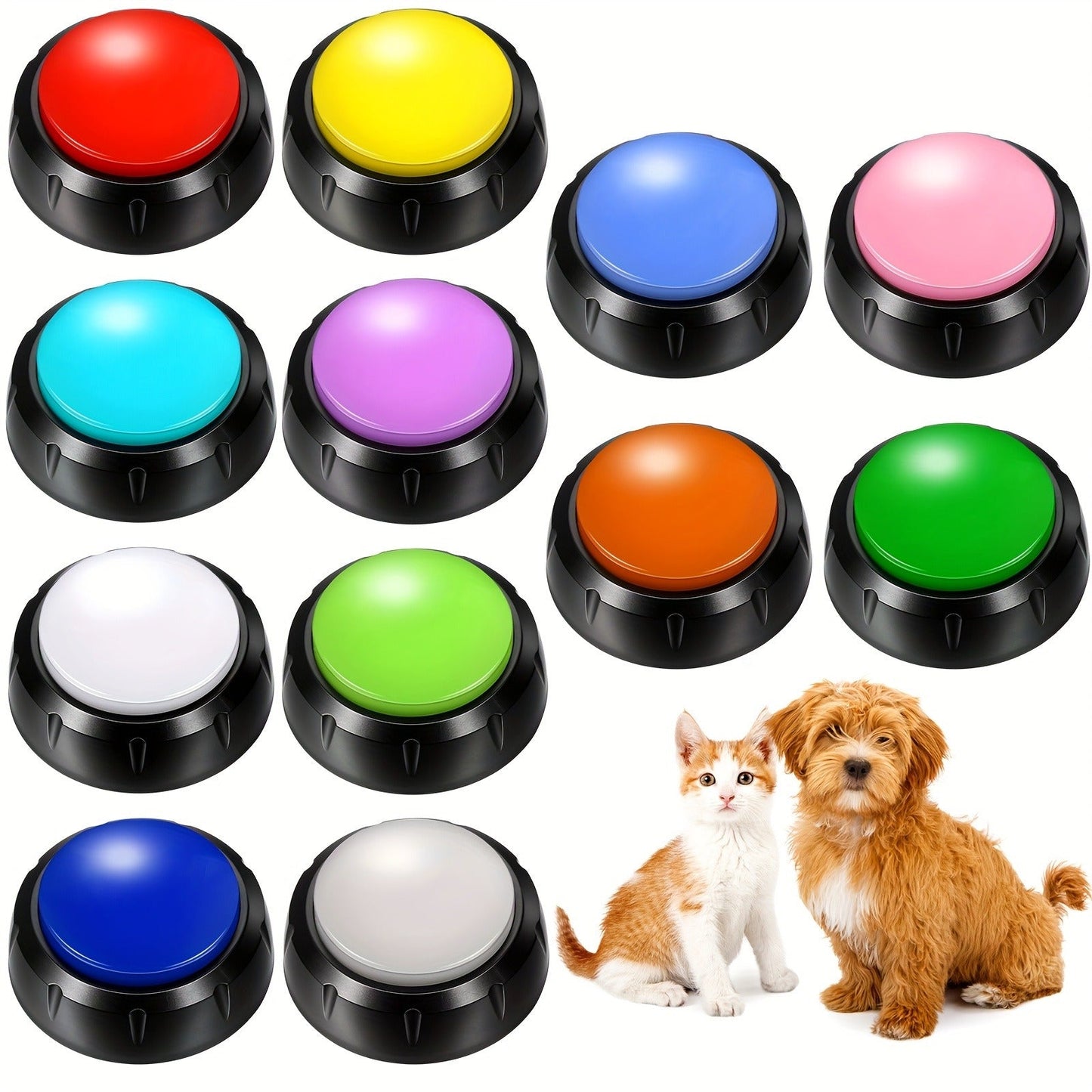 Dog Communication Buttons 12 Pack Recordable Talking Button Set 30 Second Voice Recording Pet Training Speaking Buttons 12 Colors Gift for Dogs Home Office