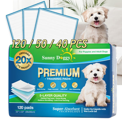 Dog Training Pads for Puppies Large - Disposable Pee Pads with Odor Control, Leak-Proof & Super Absorbent - Puppy Potty Pads for Housebreaking, 40/50/120 Count