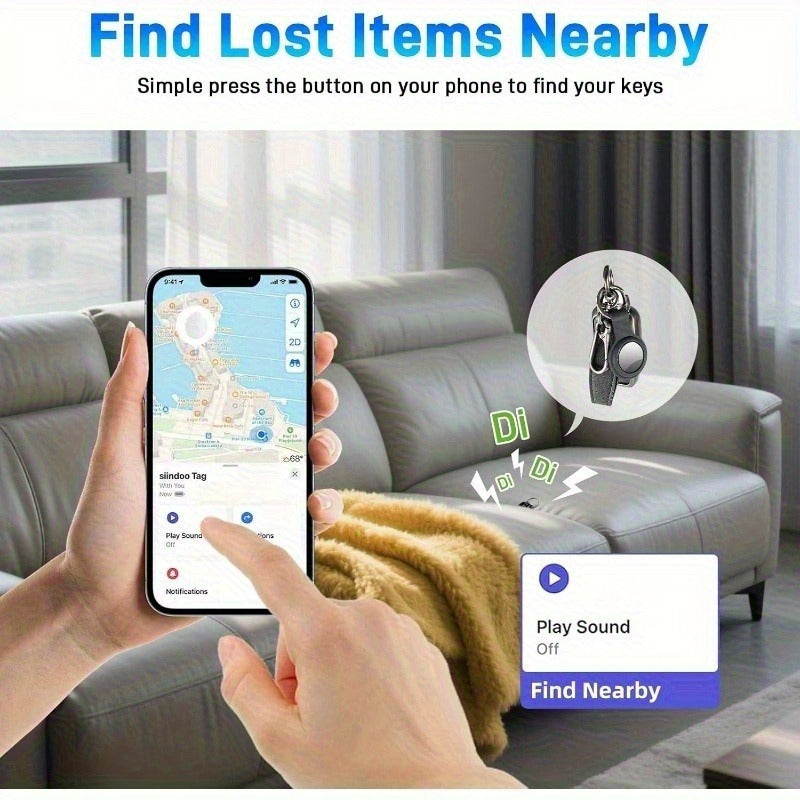 Wireless Smart Item Tracker Tags 2 Pack – Bluetooth Item Finder Compatible with Find My App (iOS), Replaceable Battery, Silicone Case Included, Lightweight Compact Locator for Keys, Luggage, Bags, Wallets & Pets