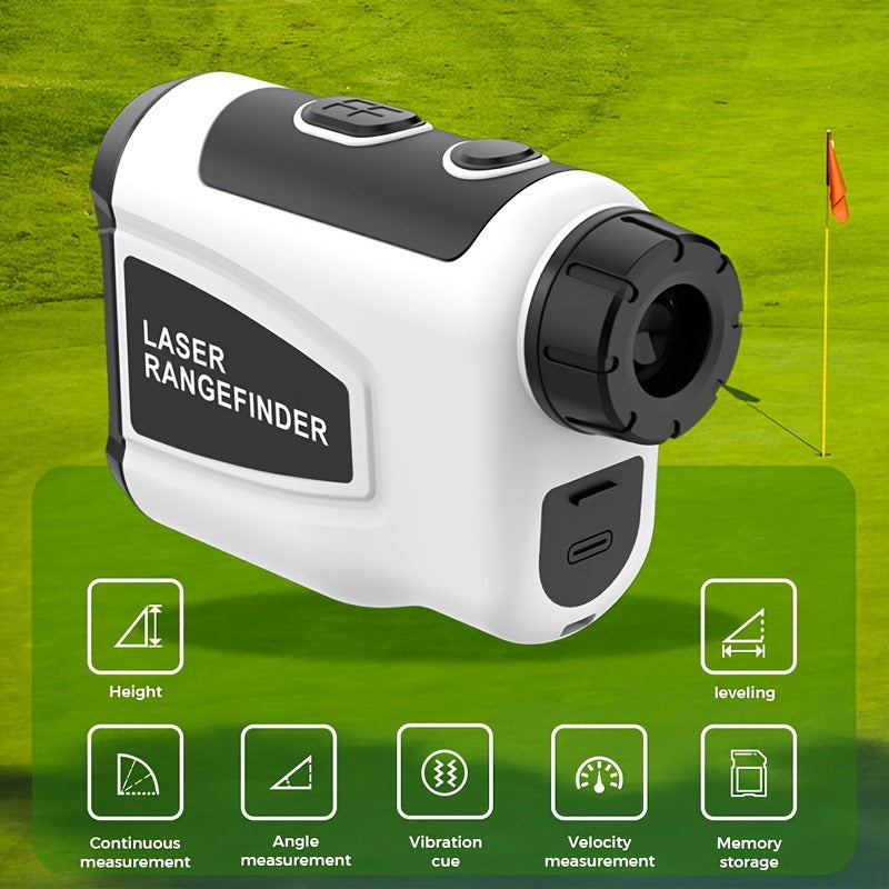 Golf Laser Rangefinder 1200 Yards Slope Compensation 6X Magnification Flag Lock HD Rechargeable USB Charging Anti-Vibration High Precision Quick Positioning White Stylish Design
