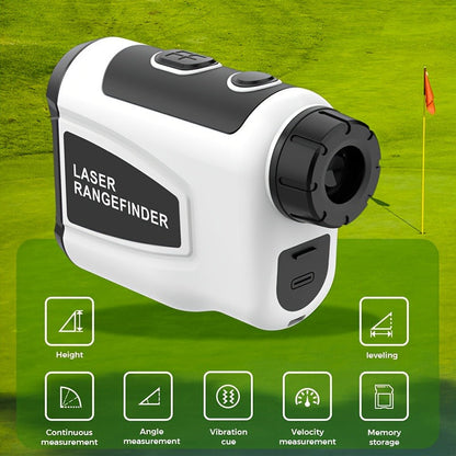 Golf Laser Rangefinder 1200 Yards Slope Compensation 6X Magnification Flag Lock HD Rechargeable USB Charging Anti-Vibration High Precision Quick Positioning White Stylish Design