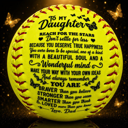 Personalized Softball Gift for Daughter – "To My Daughter" Inspirational Message Ball, International Standard Fastpitch Softball for Birthday, Graduation, Christmas & Special Occasions