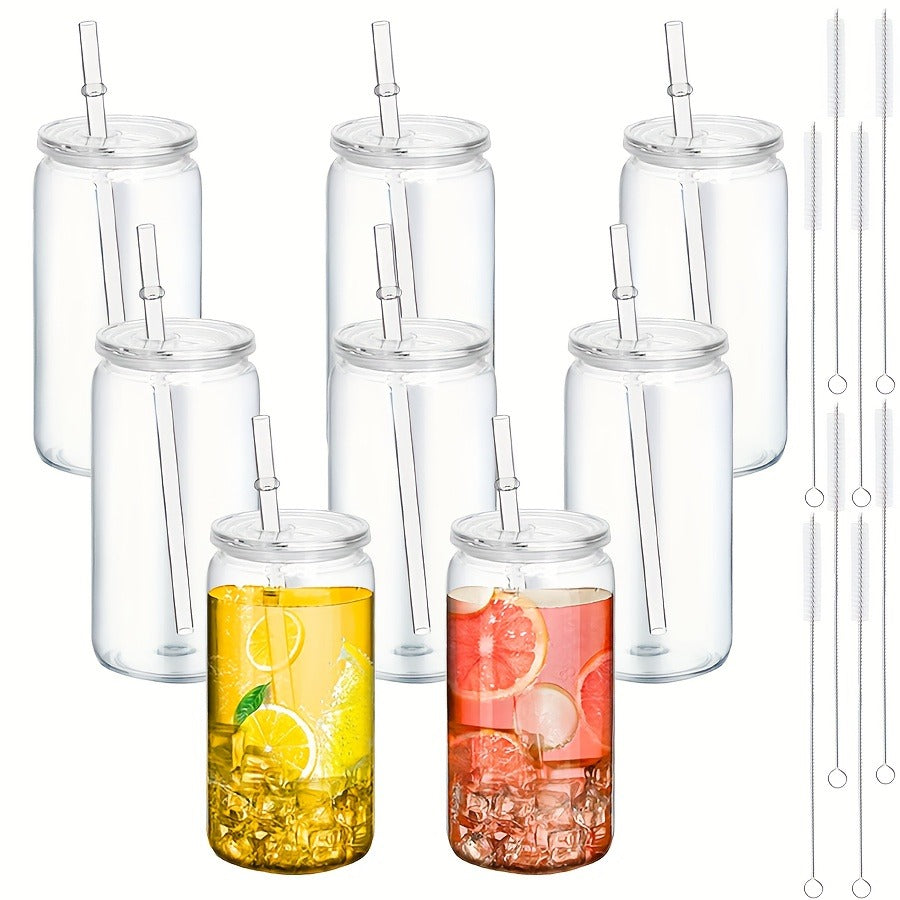 16oz Plastic Cups with Lids and Straws Bulk 25pcs Set Clear Flat Bottom Tumbler Single or Double Wall for Iced Coffee Boba Water Juice Party Favors Christmas Gifts