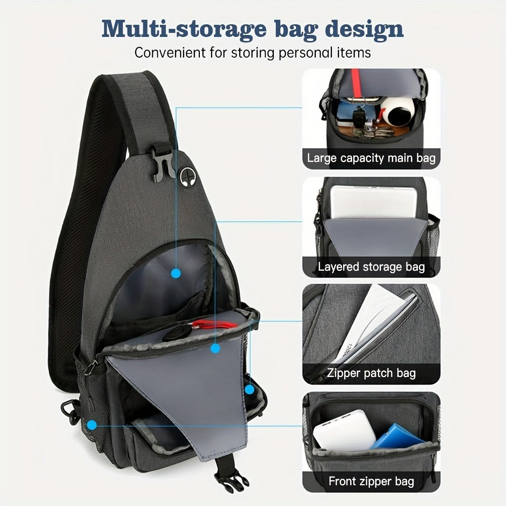 Crossbody Bag for Women & Men, Large Capacity Single Shoulder Bag with Zipper, Lightweight Multi-Pocket Design, Casual Sling Bag for Travel, Hiking, Work & Daily Use – Multiple Colors Available