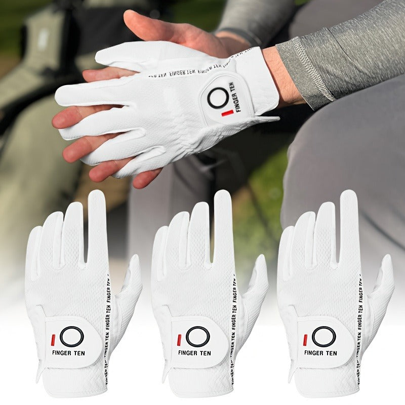 Wet Weather Golf Gloves Rain Grip 3-Pack for Men | Breathable Water-Resistant Golf Gloves for Left & Right Hand – Durable Comfortable Fit in Hot & Wet Conditions (Black, Gray, White | S–3XL)