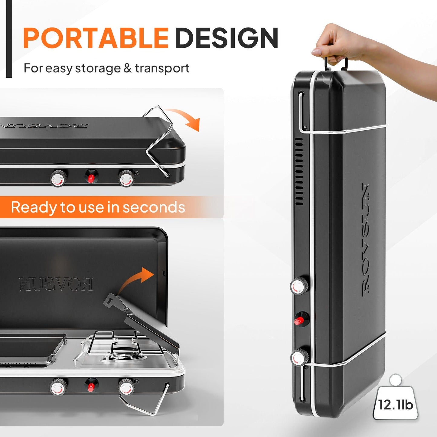 Camping Stove with Oven 2-in-1 – Portable Propane Double Burner 16,000 BTU & Outdoor Oven Combo with Auto-Ignition & Thermometer | Camping, Backyard & Picnic Cooking