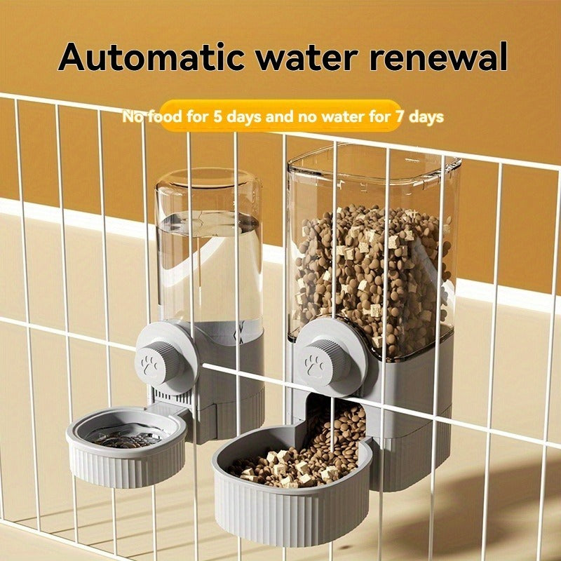 Hanging Cage Pet Water Dispenser & Automatic Feeder – No-Drip Gravity Feed Bowl for Rabbits, Guinea Pigs, Hamsters & Small Animals | Cage-Mount Design, Easy Refill