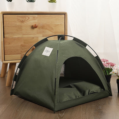 Portable Pet Tent Sleeping Nest for Cats & Dogs - Soft Cozy Foldable Pet House for Indoor Outdoor Camping Travel, Easy Assembly Solid Color Design, Ideal Pet Gift for Cats Dogs, Fern Green