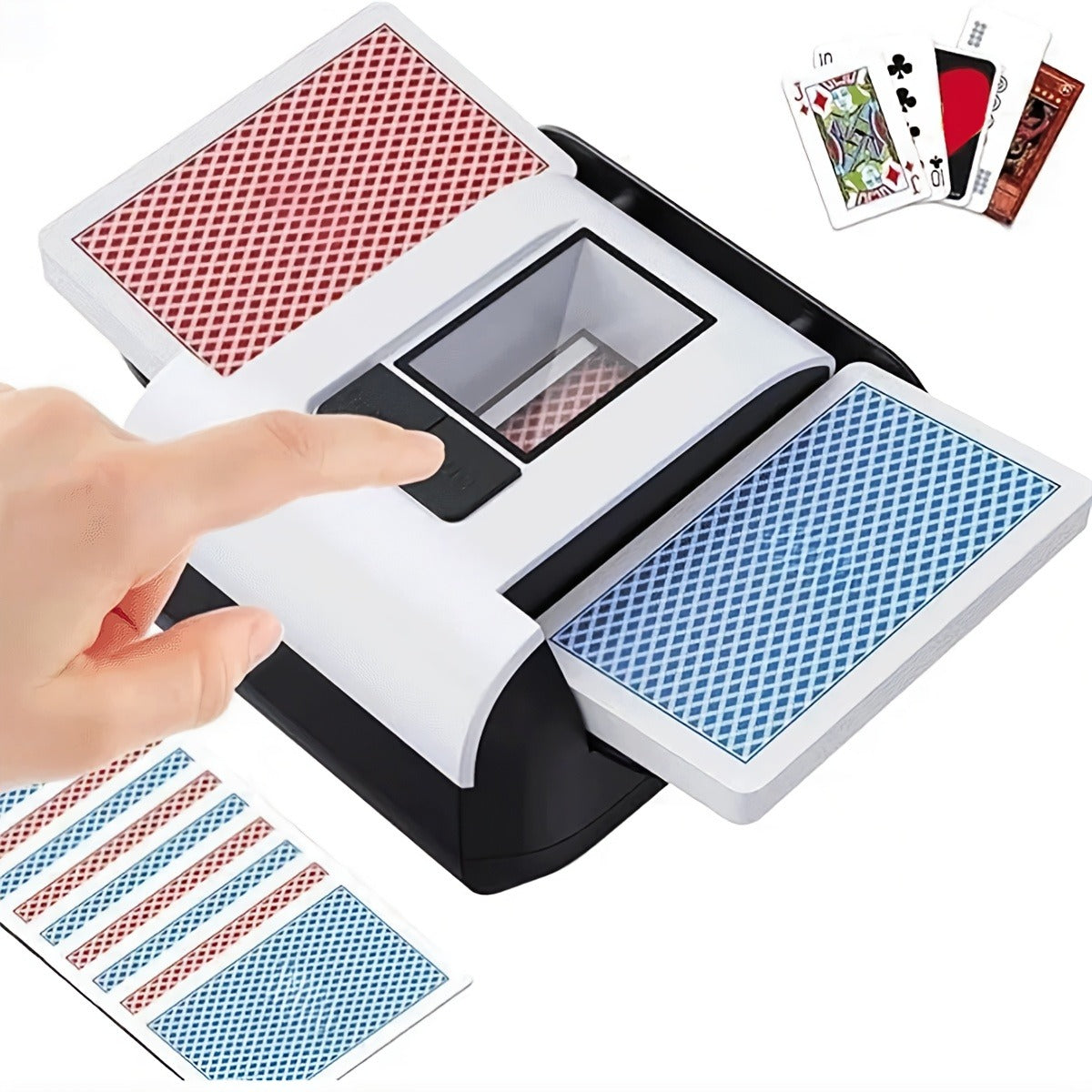 Automatic Card Shuffler USB Rechargeable 2000mAh Smart Sensor Dual Mode One-Button Start Hands-Free for Texas Hold'em Bridge Blackjack Family Card Games