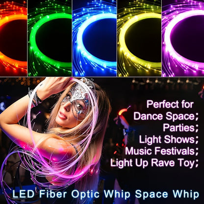Rechargeable LED Fiber Optic Whip | 7-Color Glow Rave Dance Toy