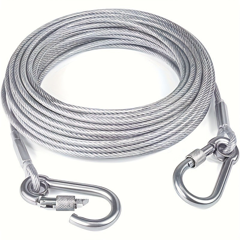 Stainless Steel Dog Leash Reflective Rust-Resistant Heavy Duty Cable Tie-Out for Medium Large Dogs Outdoor Yard Camping 3XL 4XL Multiple Lengths Silvery Grey