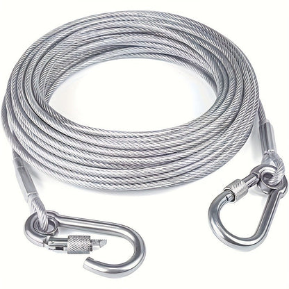 Stainless Steel Dog Leash Reflective Rust-Resistant Heavy Duty Cable Tie-Out for Medium Large Dogs Outdoor Yard Camping 3XL 4XL Multiple Lengths Silvery Grey