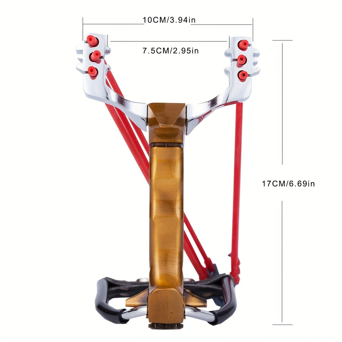 Heavy Duty Metal Slingshot with Wrist Brace – Powerful Hunting Catapult with Rubber Bands & Clay Balls