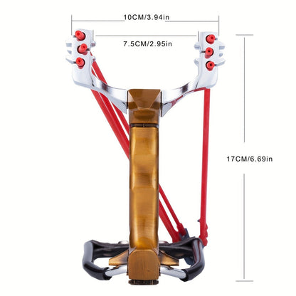 Heavy Duty Metal Slingshot with Wrist Brace – Powerful Hunting Catapult with Rubber Bands & Clay Balls