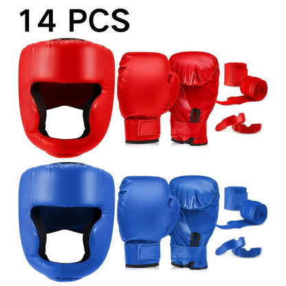 Boxing Kit Set 14pcs – 2 Pairs 16oz Boxing Gloves, Headgear, Hand Wraps & Mouthguards for Adults & Youth Beginners – Complete Boxing Training Equipment for Men Women Teens