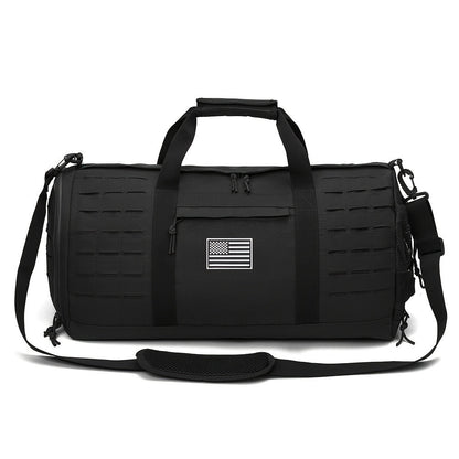 Tactical Duffle Bag 40L for Men Heavy Duty Gym Bag with Shoe Compartment Laptop Pocket Waterproof Sport Travel Bag Weekender Overnight Bag for Gym Fitness Basketball Football Office Commute Khaki Black Green