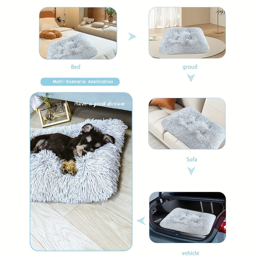 Oversized Plush-Lined Dog Bed & Cat Pad – Thick Warm Washable Polyester Pet Bedding for All Breeds | S, M, L, XL