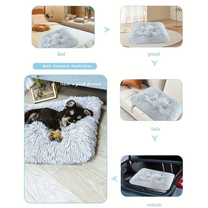 Oversized Plush-Lined Dog Bed & Cat Pad – Thick Warm Washable Polyester Pet Bedding for All Breeds | S, M, L, XL