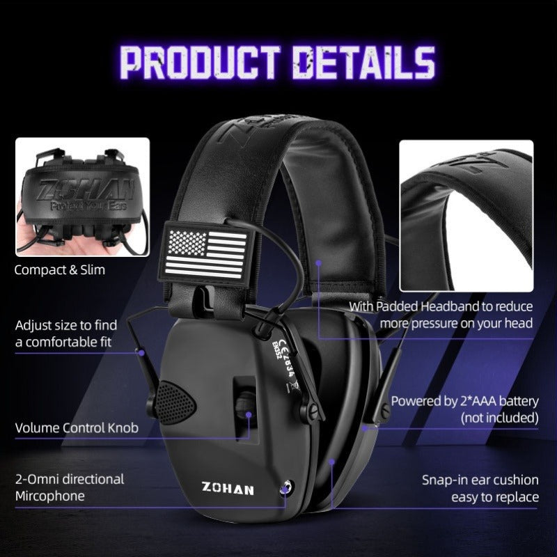 Electronic Shooting Earmuffs NRR 23dB – Sound Amplification